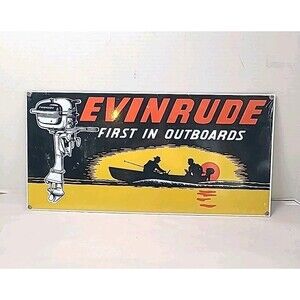 Vintage Evinrude First In Outboards Ande Rooney Porcelain Advertising 18x9 Sign